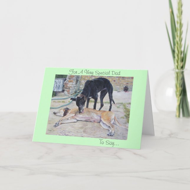 Carte Cour pittoresque avec des chiens de race grise (Devant)