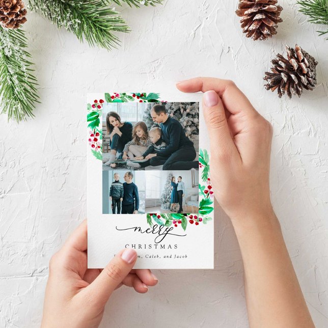 Carte Courbe de Vacances Script 3 Photo Joyeux Noël Chic (Créateur téléchargé)