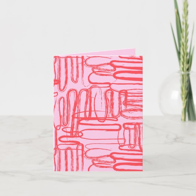 Carte Courbe rose Wavy Squiggle Abstrait moderne (Devant)
