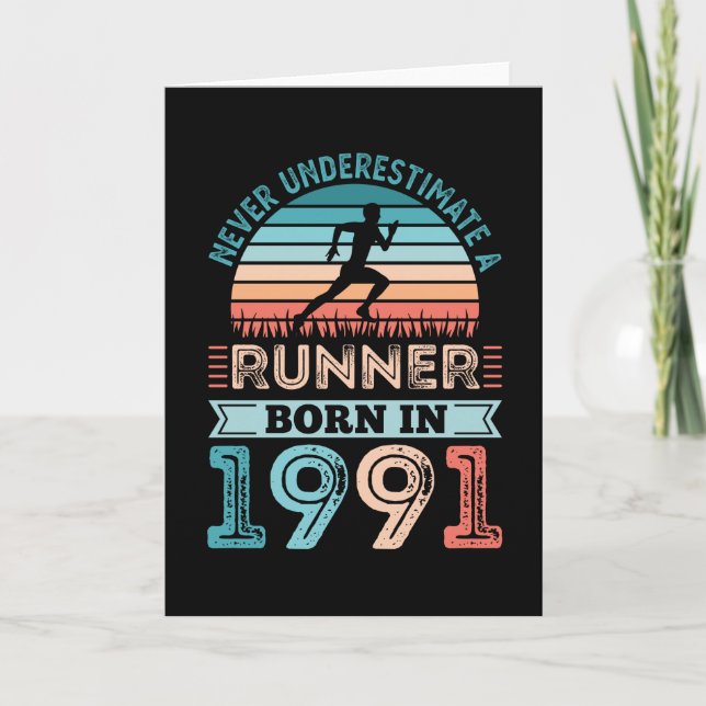 Carte Coureur né en 1991 30e anniversaire Cadeau coureur (Devant)