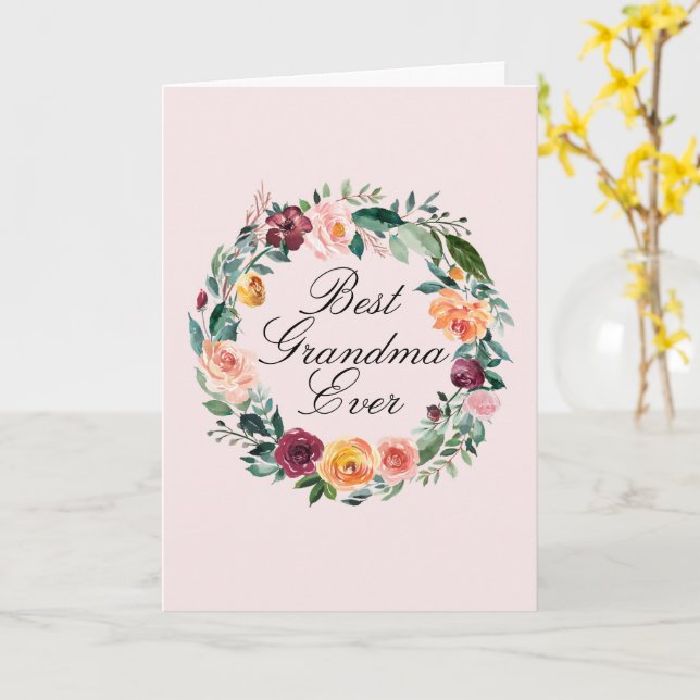 Carte Couronne de fleurs de rose d'automne Meilleure gra (Fleur jaune)