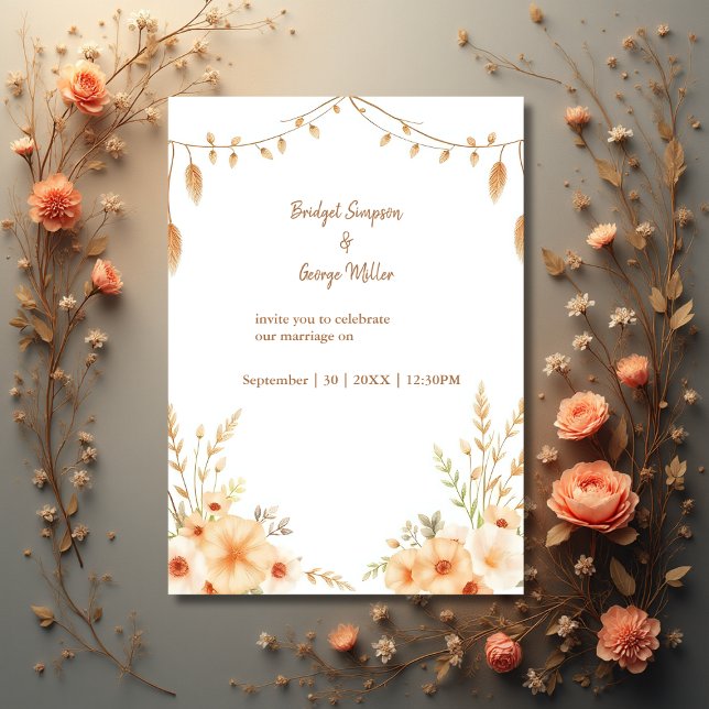 Carte couronne de Mariage à fleurs boho (Créateur téléchargé)