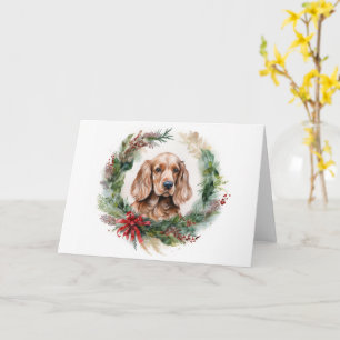 Carte Couronne de Noël de Cocker Spaniel Chien festif