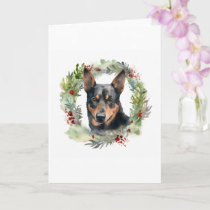 Carte Couronne de Noël festive de Kelpie australien