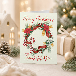 Carte Couronne de Noël pour Maman