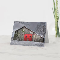 Couronne de Noël sur la vieille grange avec porte 
