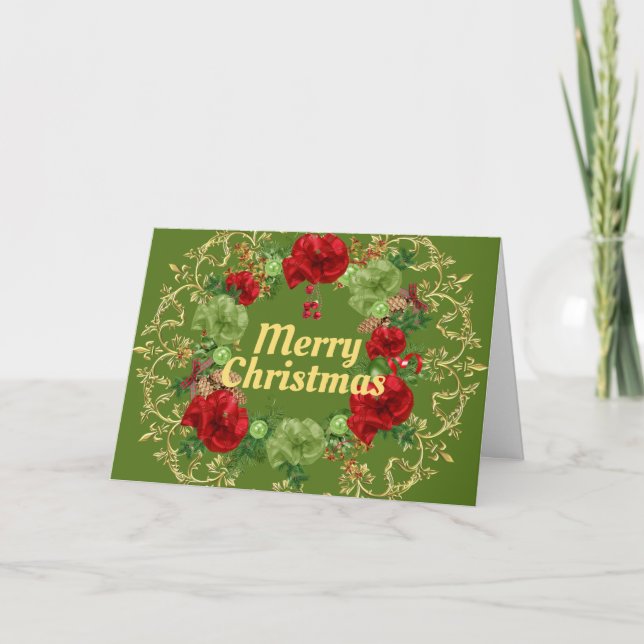 Carte Couronne de vacances avec bordure or (Devant)