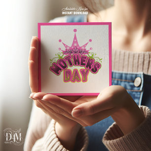 Carte Couronne élégante et brillante de reine rose Joyeu