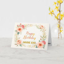 Couronne florale à l'aquarelle – Joyeux Anniversai