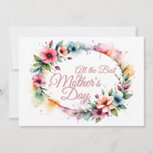 Carte Couronne florale aquarelle pour la fête des mères