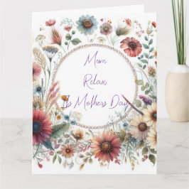 Carte Couronne florale Message de la fête des mères.