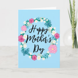 Carte Couronne florale printanière pour la fête des mère