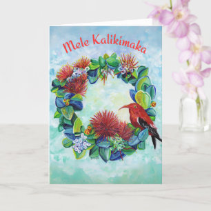 Carte Couronne hawaïenne Mele Kalikimaka Noël