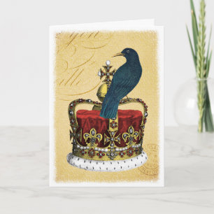 Carte Couronne royale vintage et corbeau