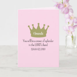 Carte Couronne Verset Biblique Foi Chrétienne Rose Clair