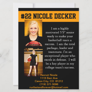 Carte Courrier de recrutement de basket-ball