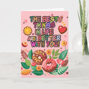 Carte Cours de la Saint-Valentin Boho Donuts et Fleurs
