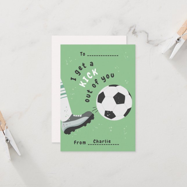 Carte Cours de soccer Valentine's Card (Devant/Arrière en situation)