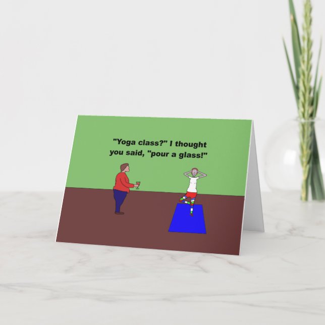 Carte cours de yoga versez un verre (Devant)