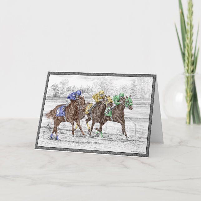 Carte Course à trois chevaux - Cou et Cou (Devant)