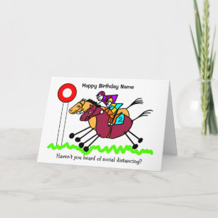Carte Courses de chevaux dessin animé drôle d'anniversai