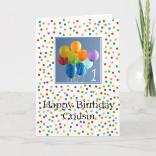 Carte Cousin 1er anniversaire de ballon heureux