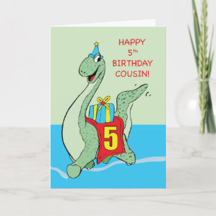 Carte Cousin, 5e anniversaire Dinosaur