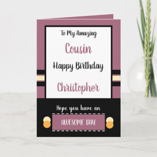 Carte Cousin Anniversaire ont un jour merveilleux prune