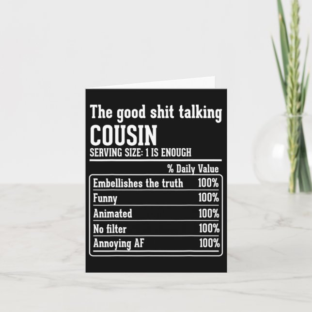 Carte Cousin Crew Informations Nutritionnelles The Good  (Devant)