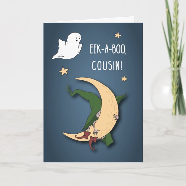 Carte Cousin First Halloween Baby Peek A Boo Witch (Devant)