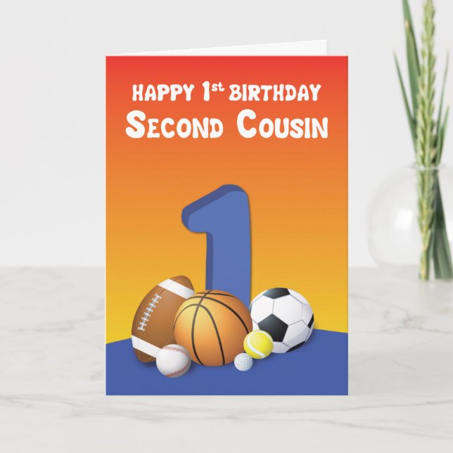 Carte Cousin Germain Garçon 1er Anniversaire Ballons de  (Devant)