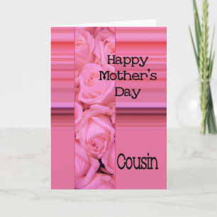 Carte Cousin Pastel roses & rayures Fête des Mères