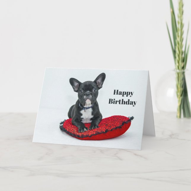 Carte Coussin noir de Bulldog en France (Devant)