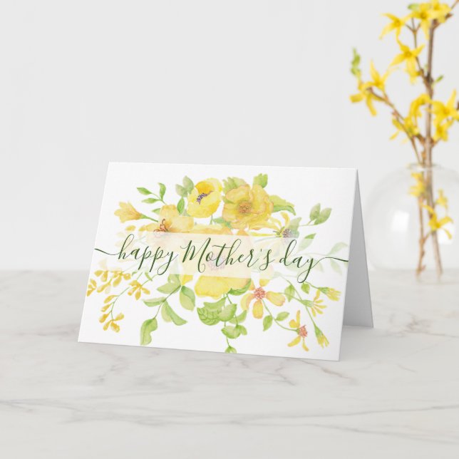 Carte Coutume florale d'aquarelle jaune Fête des Mères (Fleur jaune)