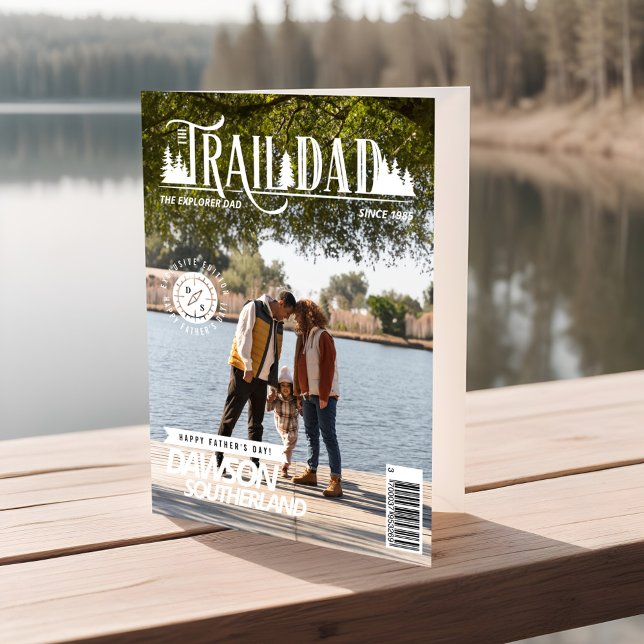 Carte Couverture de magazine photo pour la fête des père (Fun Father's Day Dad Outdoors Photo Magazine Cover Card)