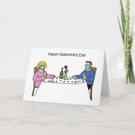 Carte Covid 19 Valentine Couple en Facemaks