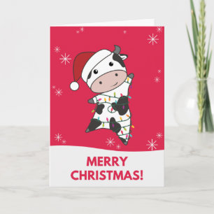 Carte Cow Cheerful Christmas Winter Animals Cows Card