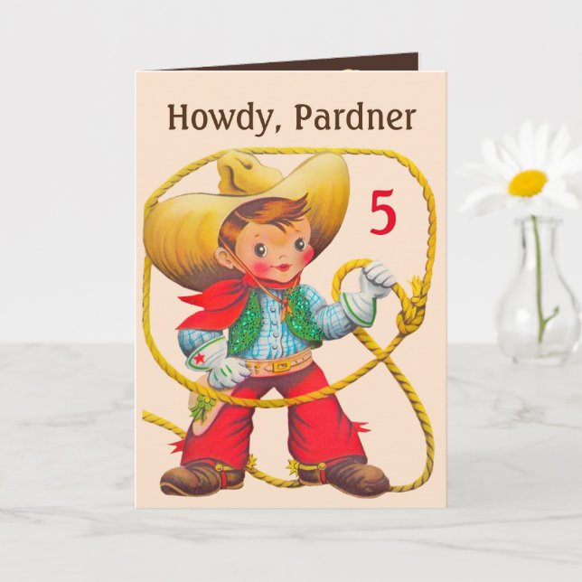 Carte Cowboy Anniversaire Ajouter âge et nom Personnalis (Petite plante)