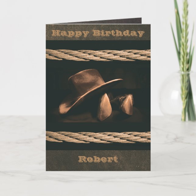 Carte Cowboy casquette, bottes et corde western style ma (Devant)