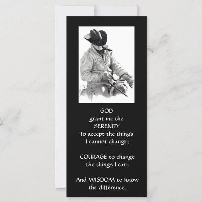 CARTE COWBOY, CHEVAL : ART : PRIÈRE DE SÉRÉNITÉ (Devant)
