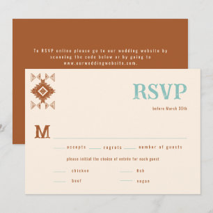 Carte Cowboy Country Western QR Code Repas Mariage RSVP