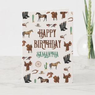 Carte Cowboy Cowgirl Western Rodeo Pays Anniversaire
