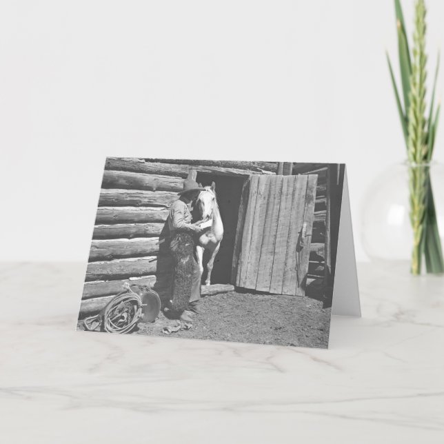 Carte Cowboy lisant une lettre (Devant)