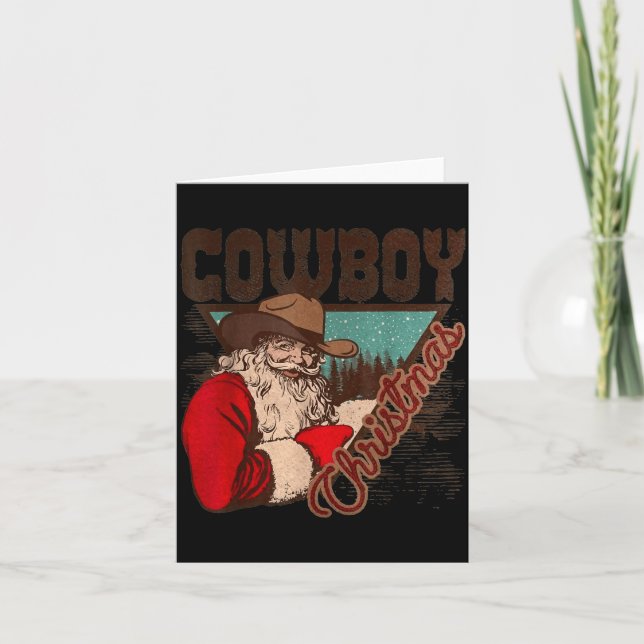 Carte Cowboy Santa Claus Merry Christmas Western Country (Devant)
