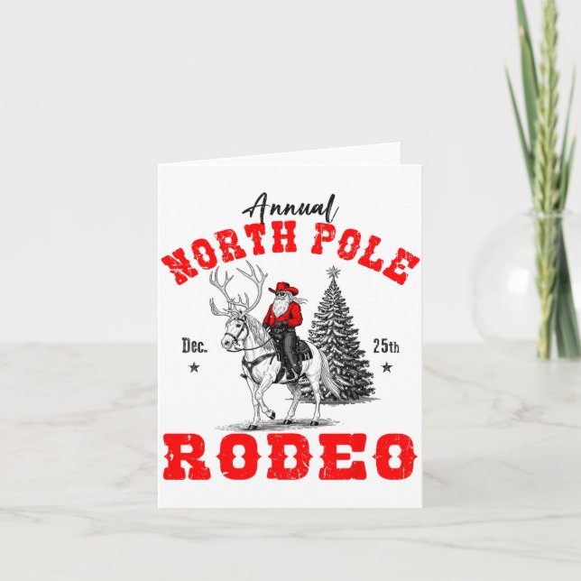 Carte Cowboy Santa Riding Reindeer North Le Rodeo Christ (Devant)