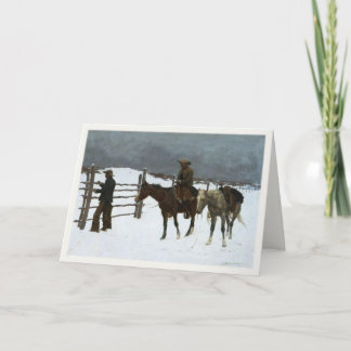 Carte Cowboy Winter Greetings With old Painting