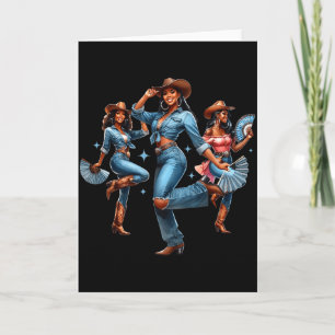 Carte Cowgirl Western Afro Femmes Noires Africaines Noir
