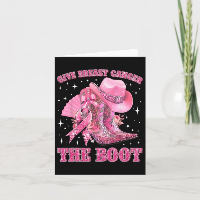 Carte Cowgirl Western Donner Le Cancer Du Sein Le Boot R (Devant)