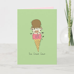 Carte Cown de crème glacée - Funny Cow Pun Card