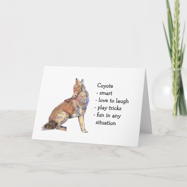 Carte Coyote Totem, Animal Guide Funny Birthday (Devant)